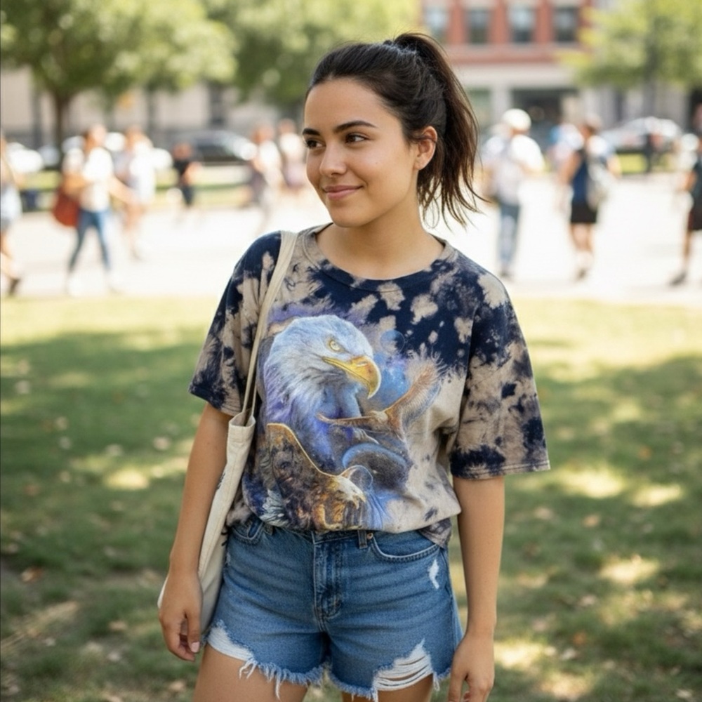 Eagle Graphic Tie-Dye Short Sleeve Tee